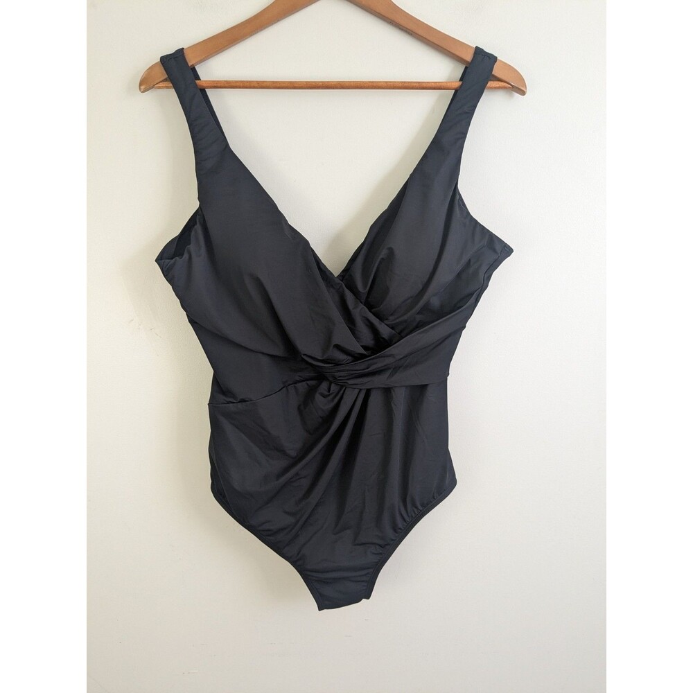 Dreamsuit Miracle Swimsuit Slimming Tummy Control Twist Front 1pc Black Sz 16